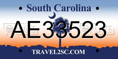 AE33523 South Carolina License Plate