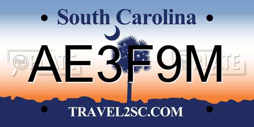 AE3F9M South Carolina License Plate