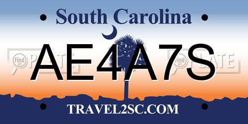 AE4A7S South Carolina License Plate