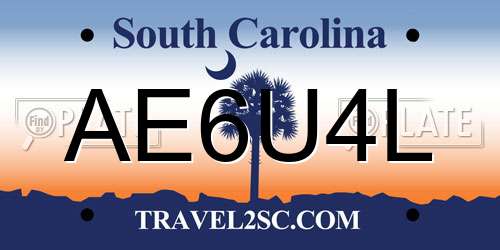 AE6U4L South Carolina License Plate