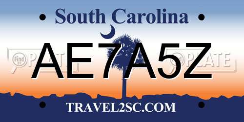 AE7A5Z South Carolina License Plate
