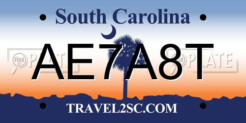 AE7A8T South Carolina License Plate