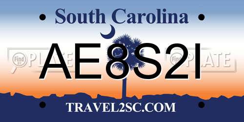 AE8S2I South Carolina License Plate