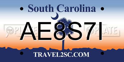 AE8S7I South Carolina License Plate