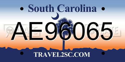 AE96065 South Carolina License Plate
