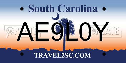 AE9L0Y South Carolina License Plate