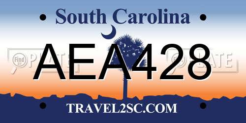 AEA428 South Carolina License Plate