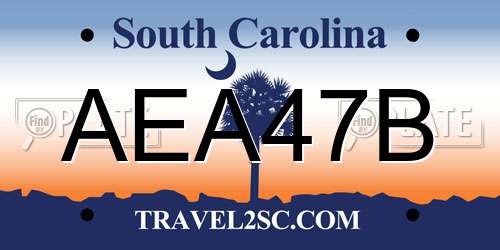AEA47B South Carolina License Plate