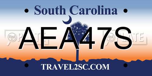 AEA47S South Carolina License Plate