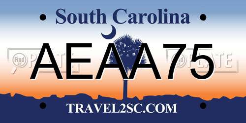 AEAA75 South Carolina License Plate