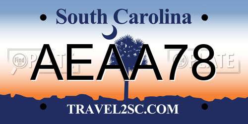 AEAA78 South Carolina License Plate