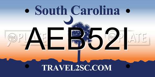 AEB52I South Carolina License Plate