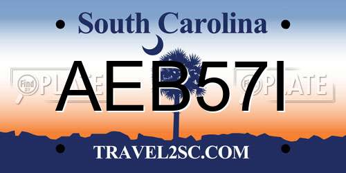 AEB57I South Carolina License Plate