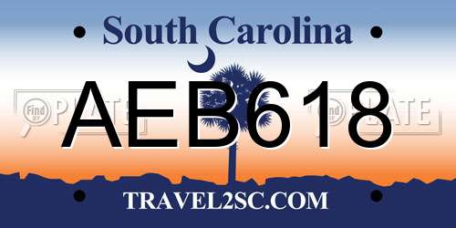 AEB618 South Carolina License Plate