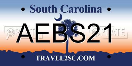 AEBS21 South Carolina License Plate