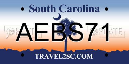 AEBS71 South Carolina License Plate