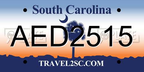 AED2515 South Carolina License Plate