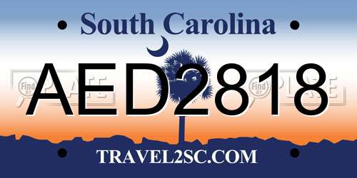AED2818 South Carolina License Plate