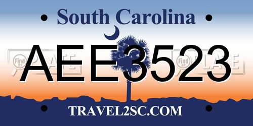 AEE3523 South Carolina License Plate