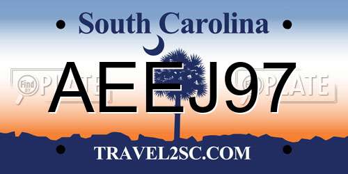 AEEJ97 South Carolina License Plate