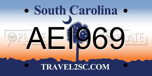 AEI969 South Carolina License Plate