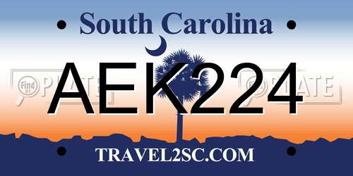 AEK224 South Carolina License Plate