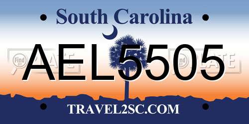 AEL5505 South Carolina License Plate