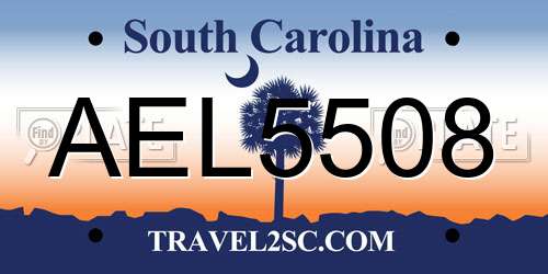 AEL5508 South Carolina License Plate