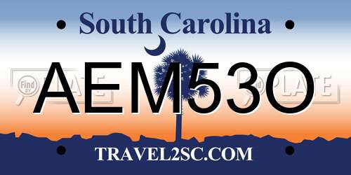AEM53O South Carolina License Plate