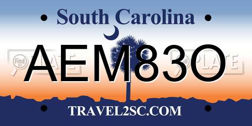 AEM83O South Carolina License Plate