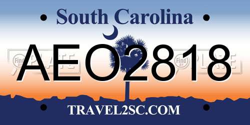 AEO2818 South Carolina License Plate
