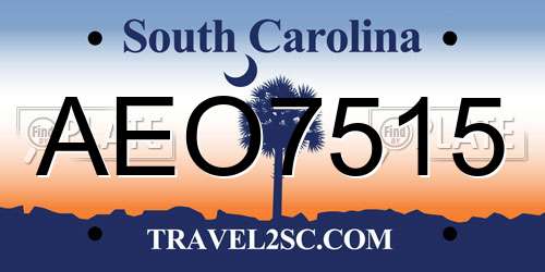 AEO7515 South Carolina License Plate