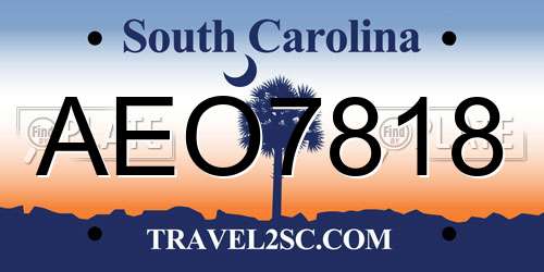 AEO7818 South Carolina License Plate