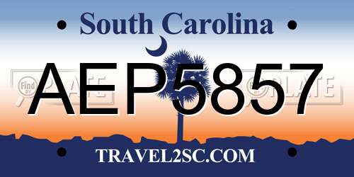 AEP5857 South Carolina License Plate