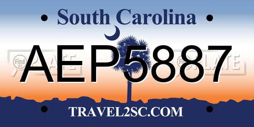 AEP5887 South Carolina License Plate