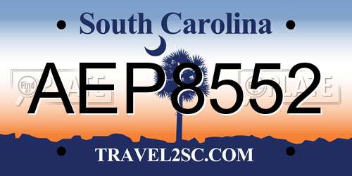 AEP8552 South Carolina License Plate