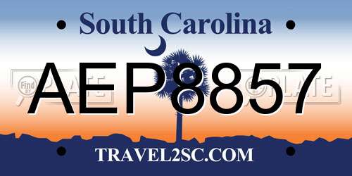 AEP8857 South Carolina License Plate