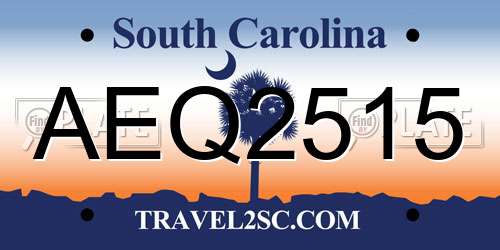 AEQ2515 South Carolina License Plate