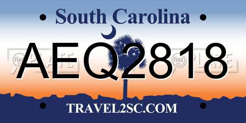 AEQ2818 South Carolina License Plate
