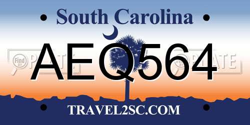 AEQ564 South Carolina License Plate