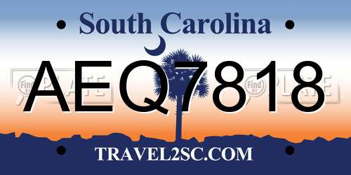 AEQ7818 South Carolina License Plate