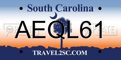 AEQL61 South Carolina License Plate