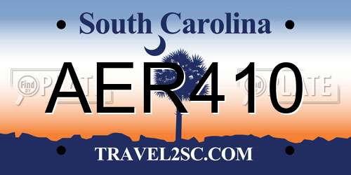 AER410 South Carolina License Plate