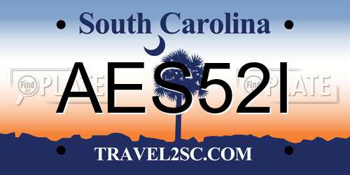 AES52I South Carolina License Plate
