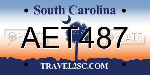AET487 South Carolina License Plate