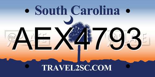AEX4793 South Carolina License Plate