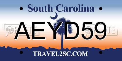AEYD59 South Carolina License Plate