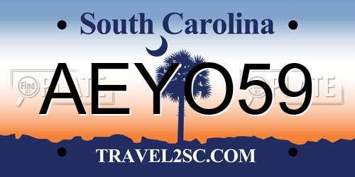 AEYO59 South Carolina License Plate