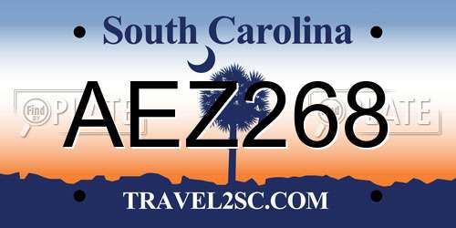 AEZ268 South Carolina License Plate