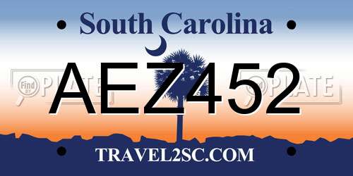 AEZ452 South Carolina License Plate